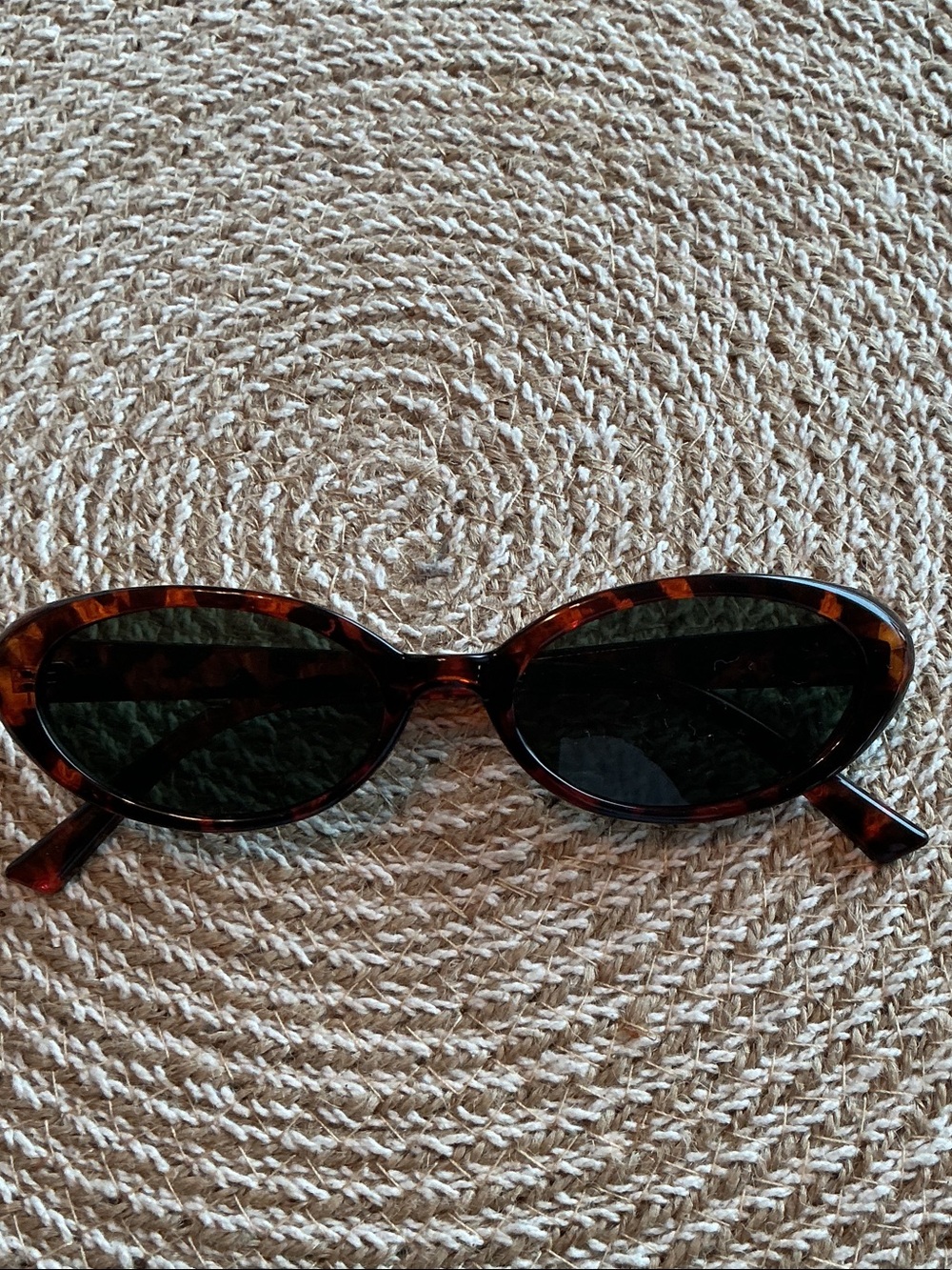 Women’s Oval Tortoiseshell Sunglasses with Dark Lenses